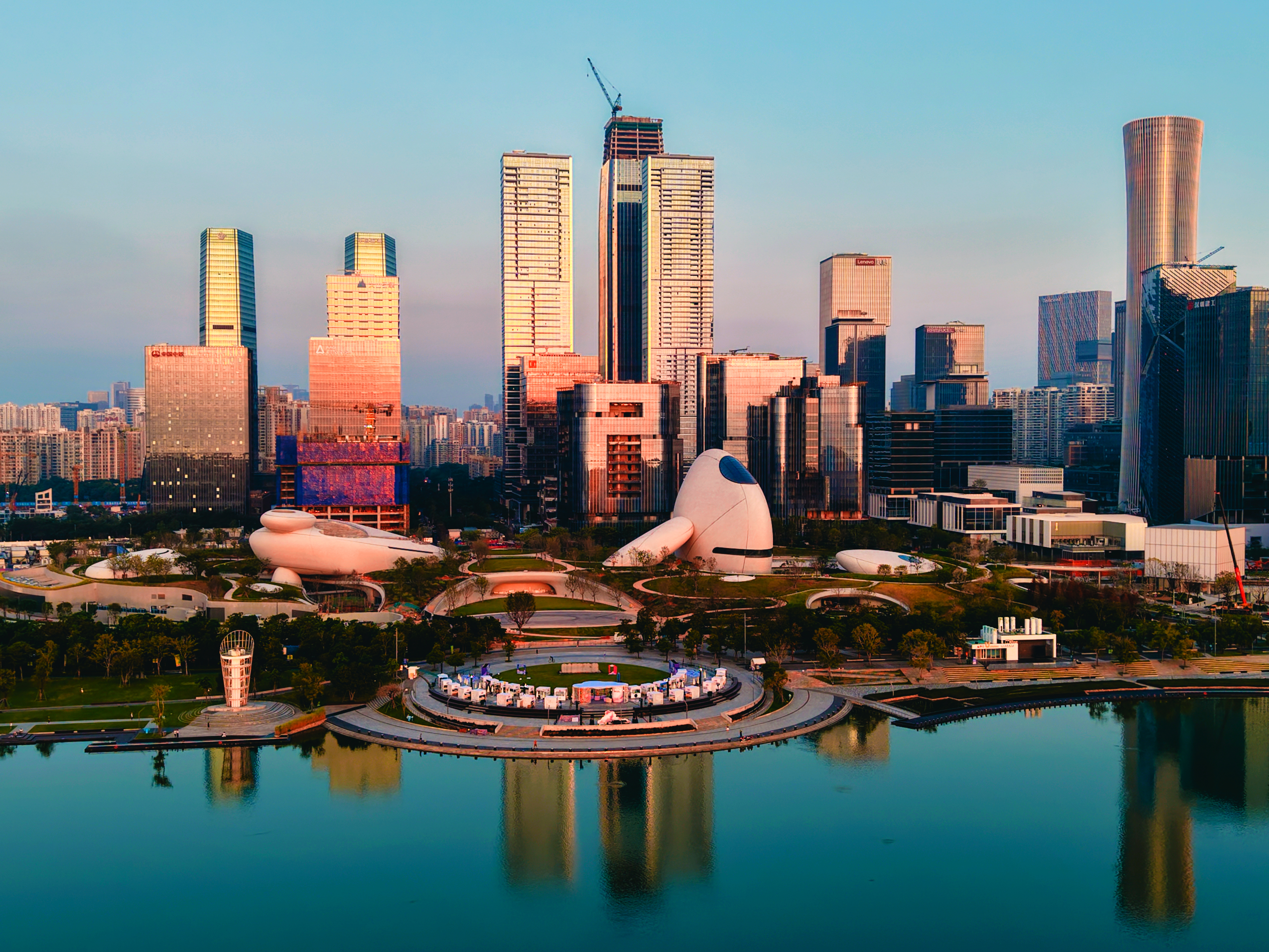 Modern city skyline in China for business visit context