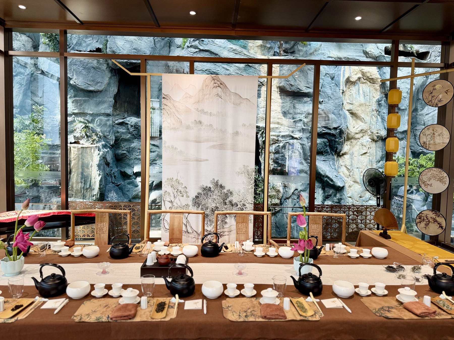 Private tea table prepared inside a limited-access Beijing cultural venue
