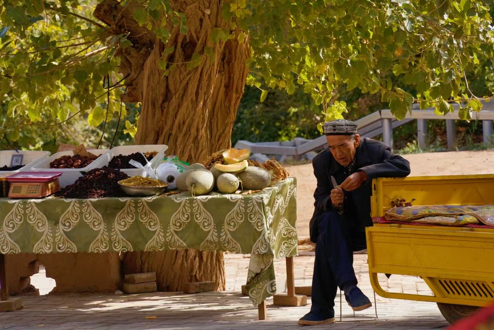 A local market food stall and vendor in China