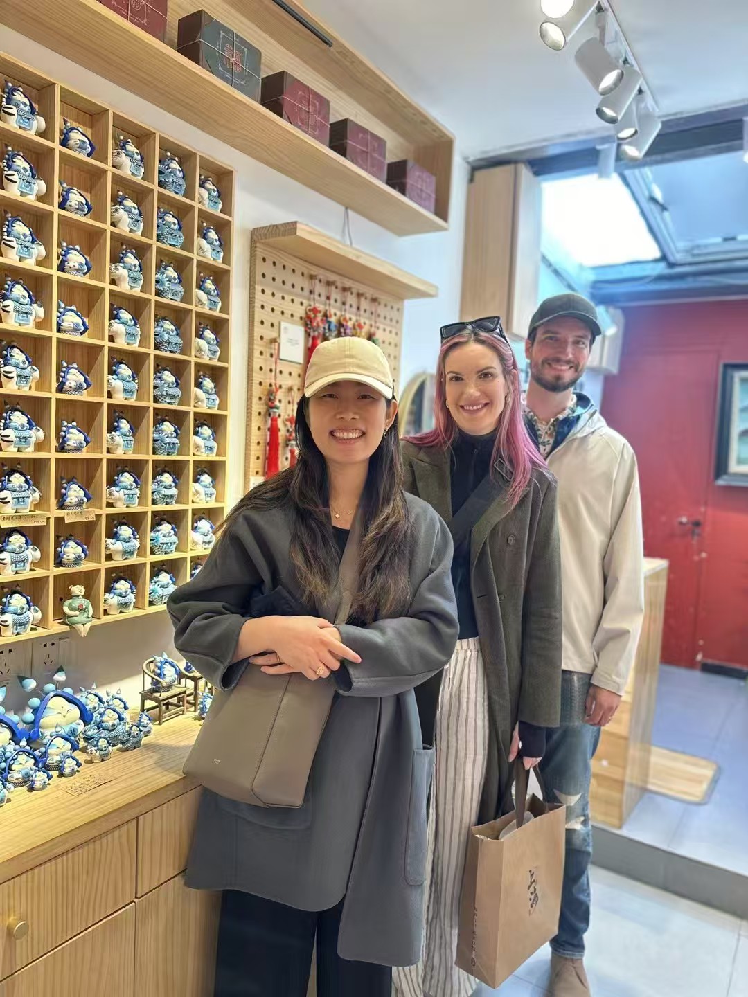 International guests visiting a local cultural shop in China